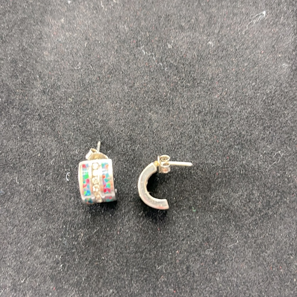 Silver With Lab Created Opals And Clear Stones. - image 2